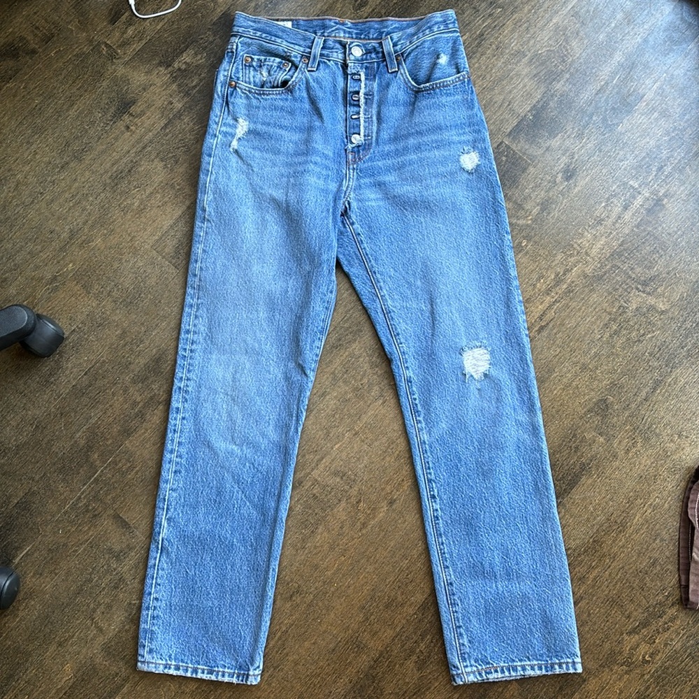 Levis high rise Levi’s straight leg 501 jeans